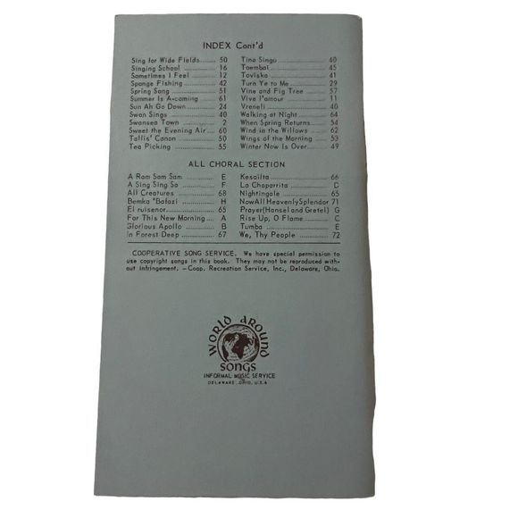 Vintage Songs To Keep‎ Second Edition Song Booklet World Around Songs 60s Camp - Picture 4 of 4